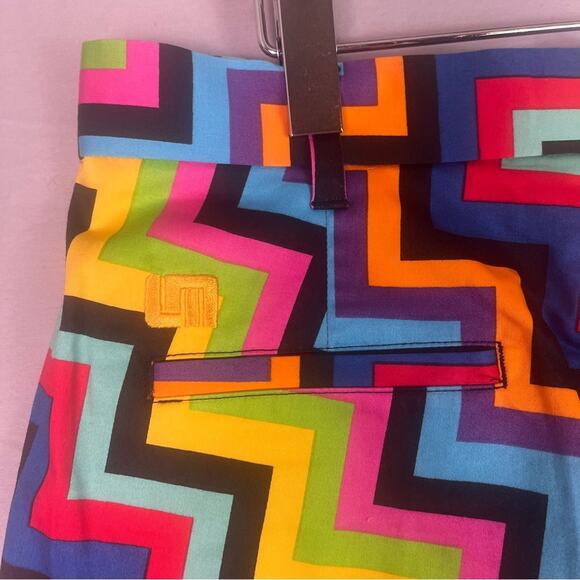 Loudmouth Golf Shorts Men’s 32x10 Multicolored Geometric Op Art Preppy Chino - Picture 2 of 10